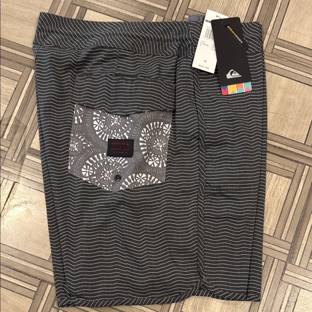 Quiksilver Black and White Patterned Board Shorts